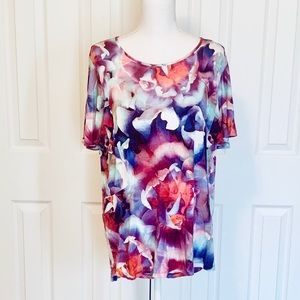 Liz Claiborne Watercolor Flutter Sleeve Blouse